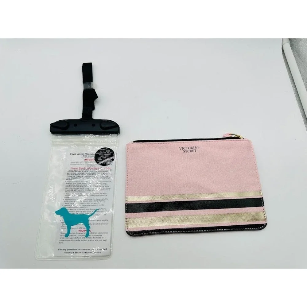 Victoria's Secret Pink Wristlet Pouch + Waterproof Phone Case‎ Travel Set NWT