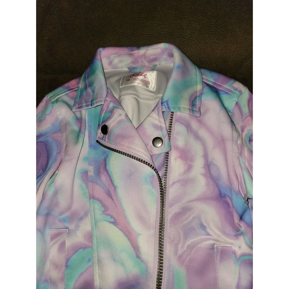 Justice tie dye swirl coat jacket size‎ 10