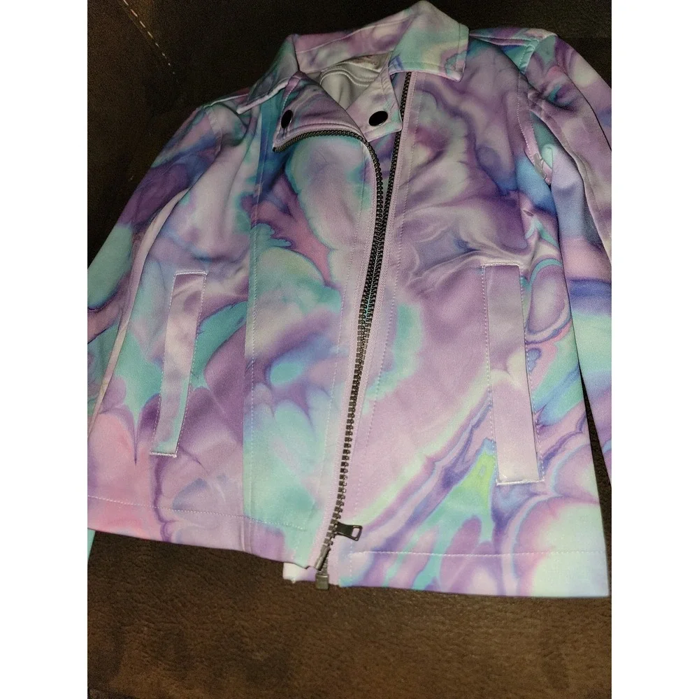 Justice tie dye swirl coat jacket size‎ 10