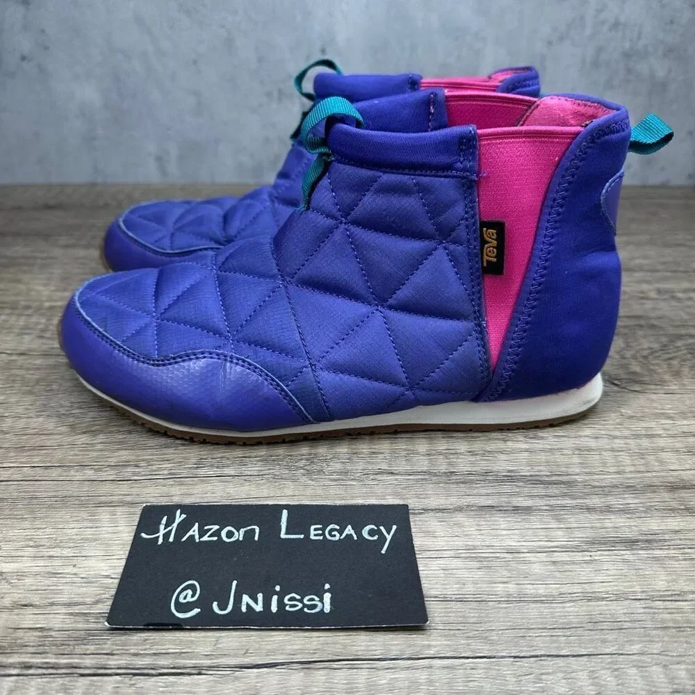 Teva~Girls~”Ember Mid Ultraviolet/Pink Quilted Classic Micro-Fiber Bootie~Size 4