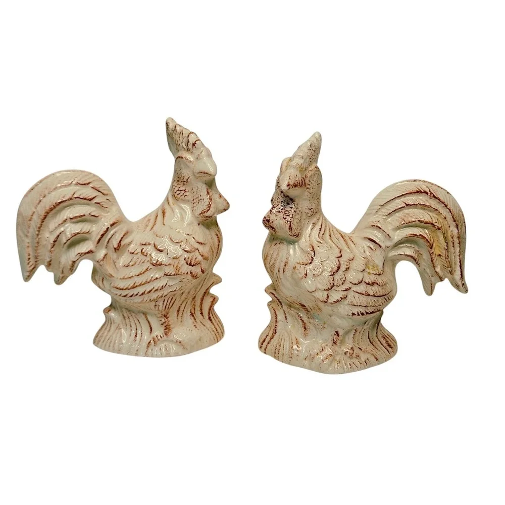 *Ceramic‎ Rooster Salt Pepper Shakers 5