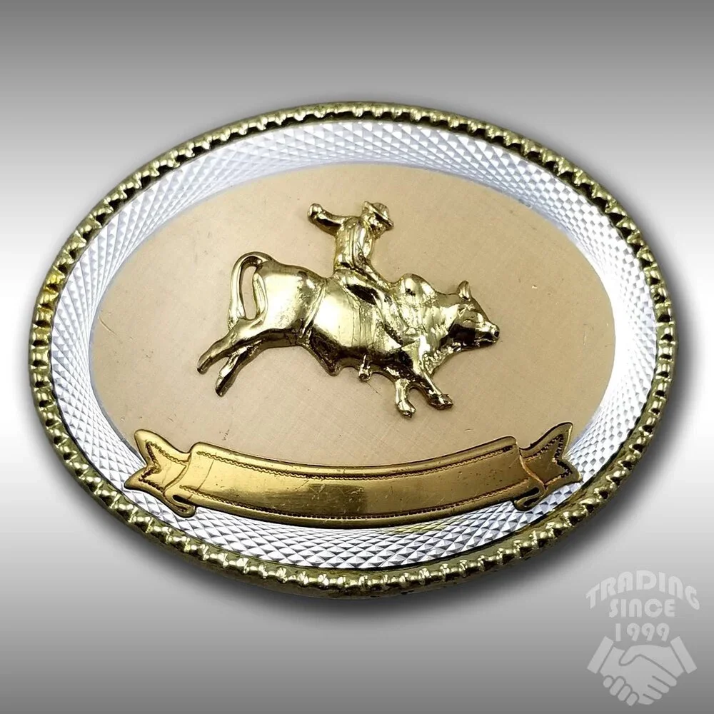 Belt Buckle Oval Bull Rider Rope Border Rodeo Western‎ Cowboy
