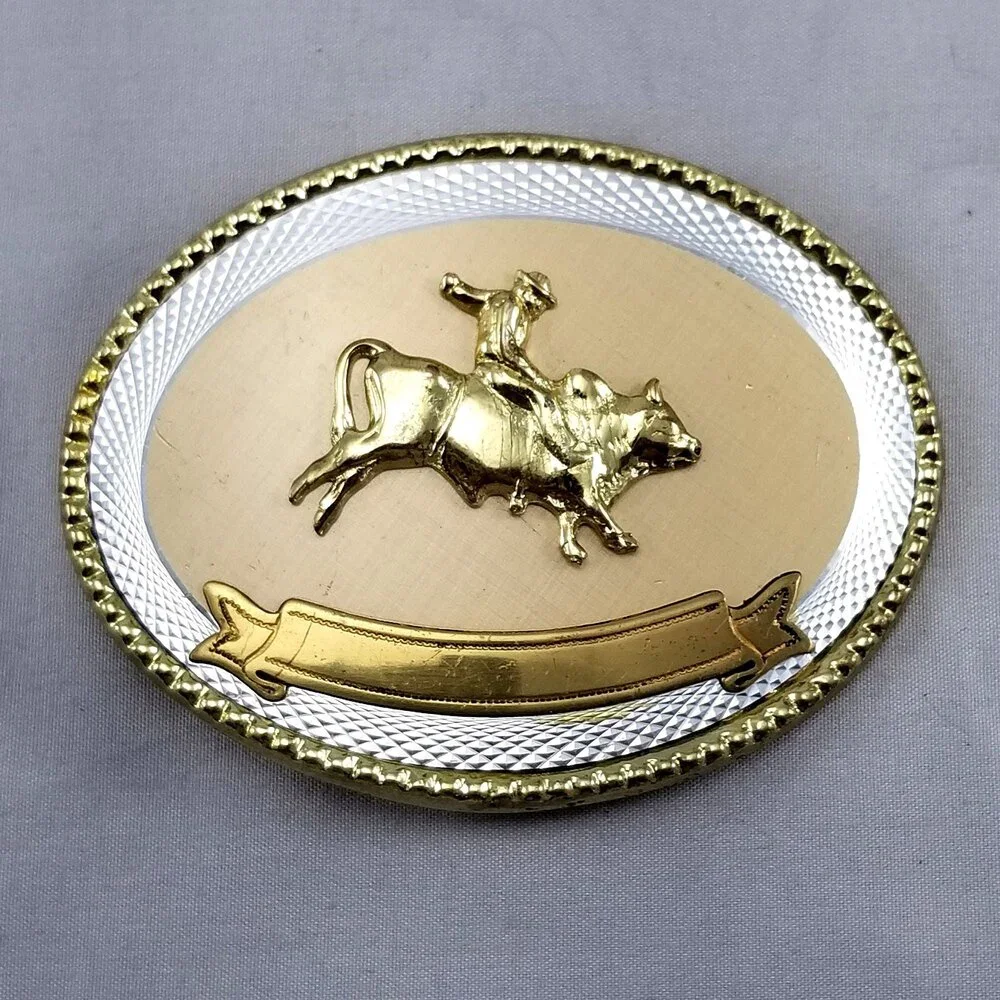 Belt Buckle Oval Bull Rider Rope Border Rodeo Western‎ Cowboy