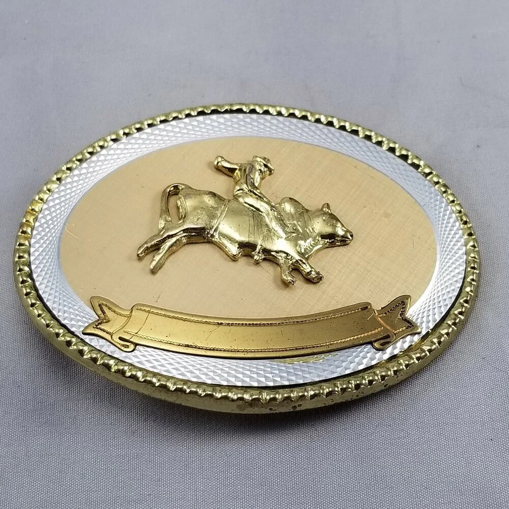 Belt Buckle Oval Bull Rider Rope Border Rodeo Western‎ Cowboy
