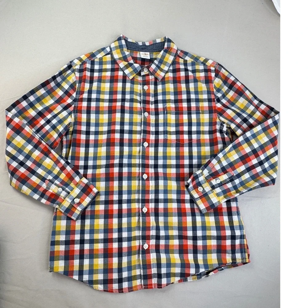 Gymboree Boys XL 14 Plaid Button Down Shirt Multicolor Long Sleeve Cotton