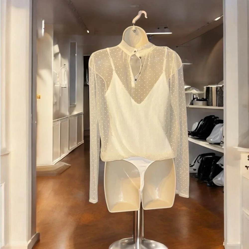Free People Mesh Turtleneck Bodysuit/NWT