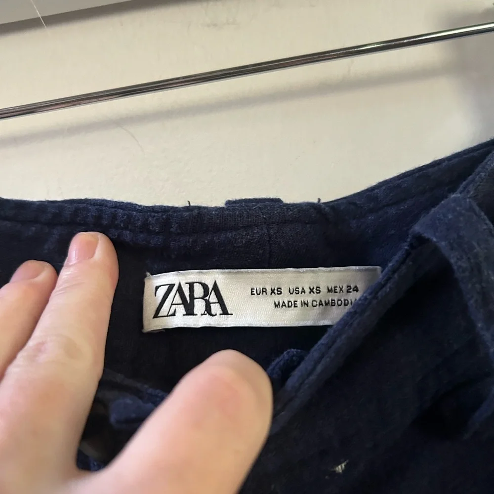 Zara embroidered linen blend‎ pants XS
