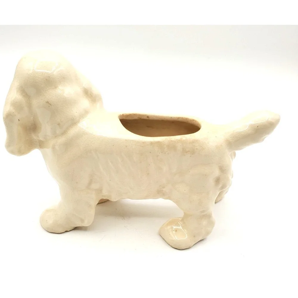 Vintage Small White Cocker Spaniel Dog MCM Planter