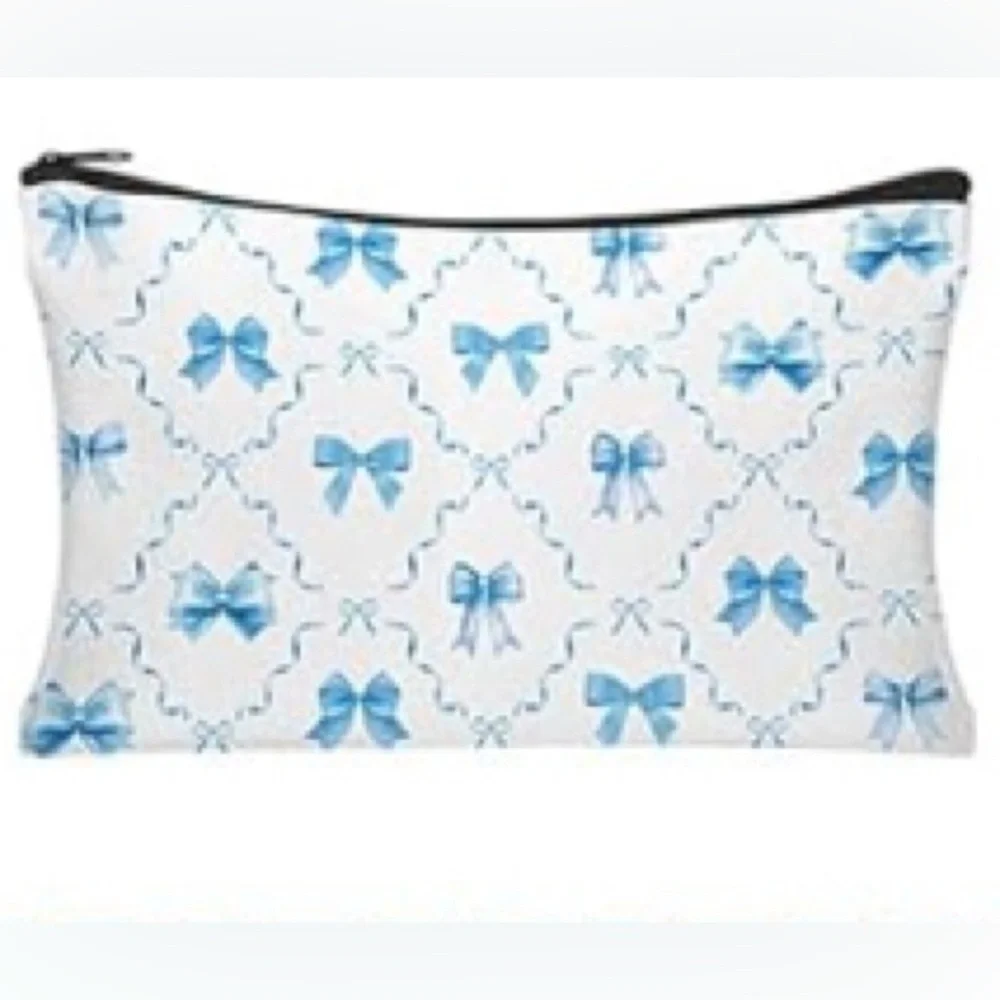 Blue Bow Makeup Bag
