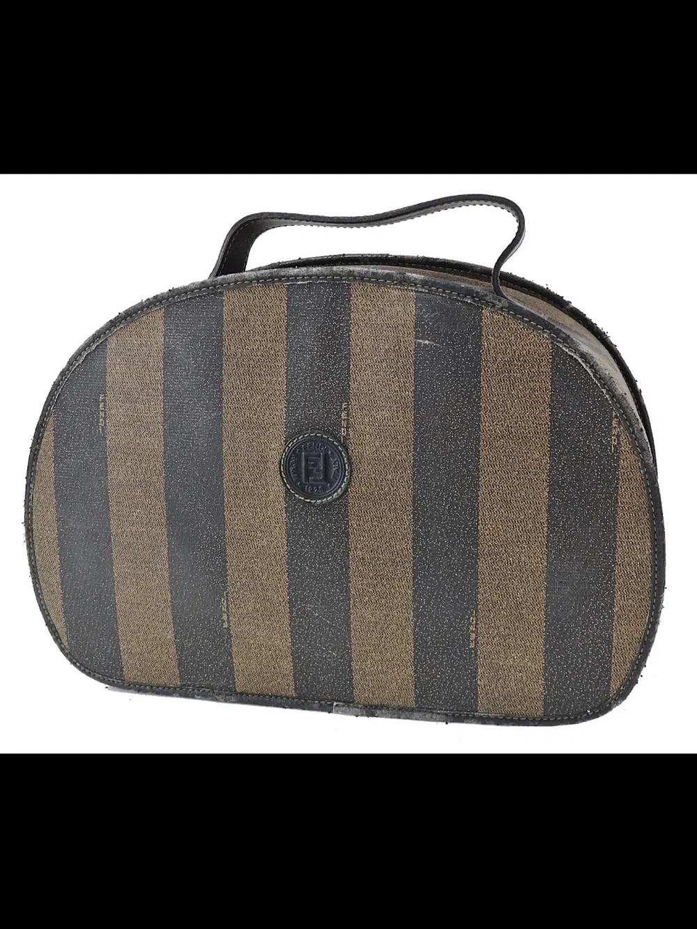 Fendi Brown and Black Striped Dome Cosmetic Case