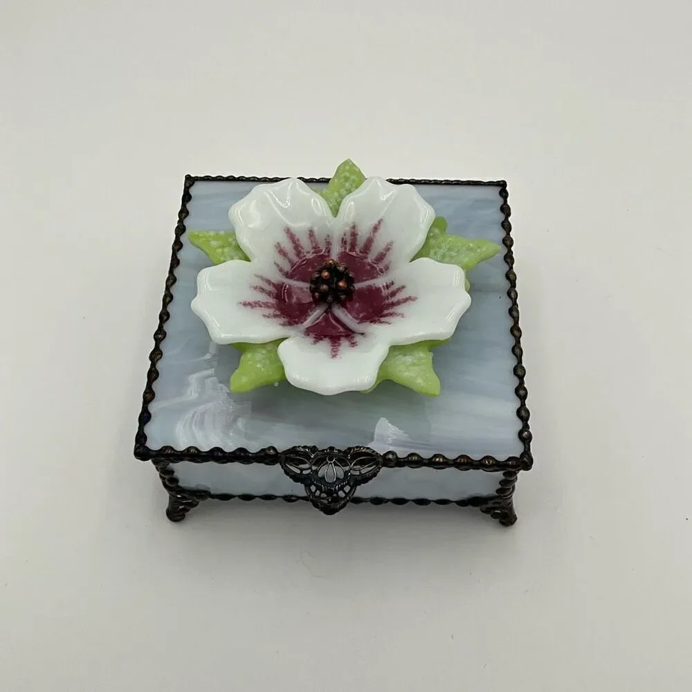 HANDCRAFTED Stained Glass Jewelry Box Keepsake Box
