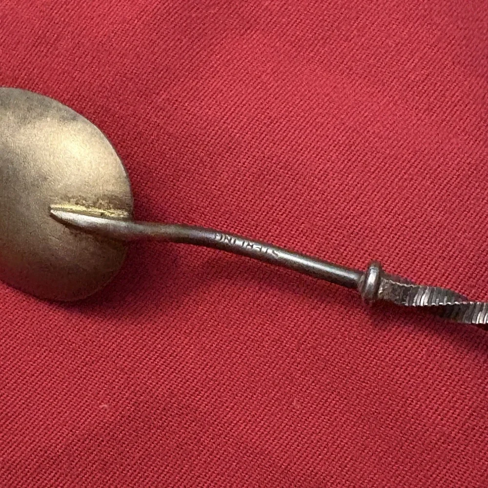 Vintage Sterling Silver Moose Stag Souvenir Spoon 3D Handle Twisted Stem 3.75