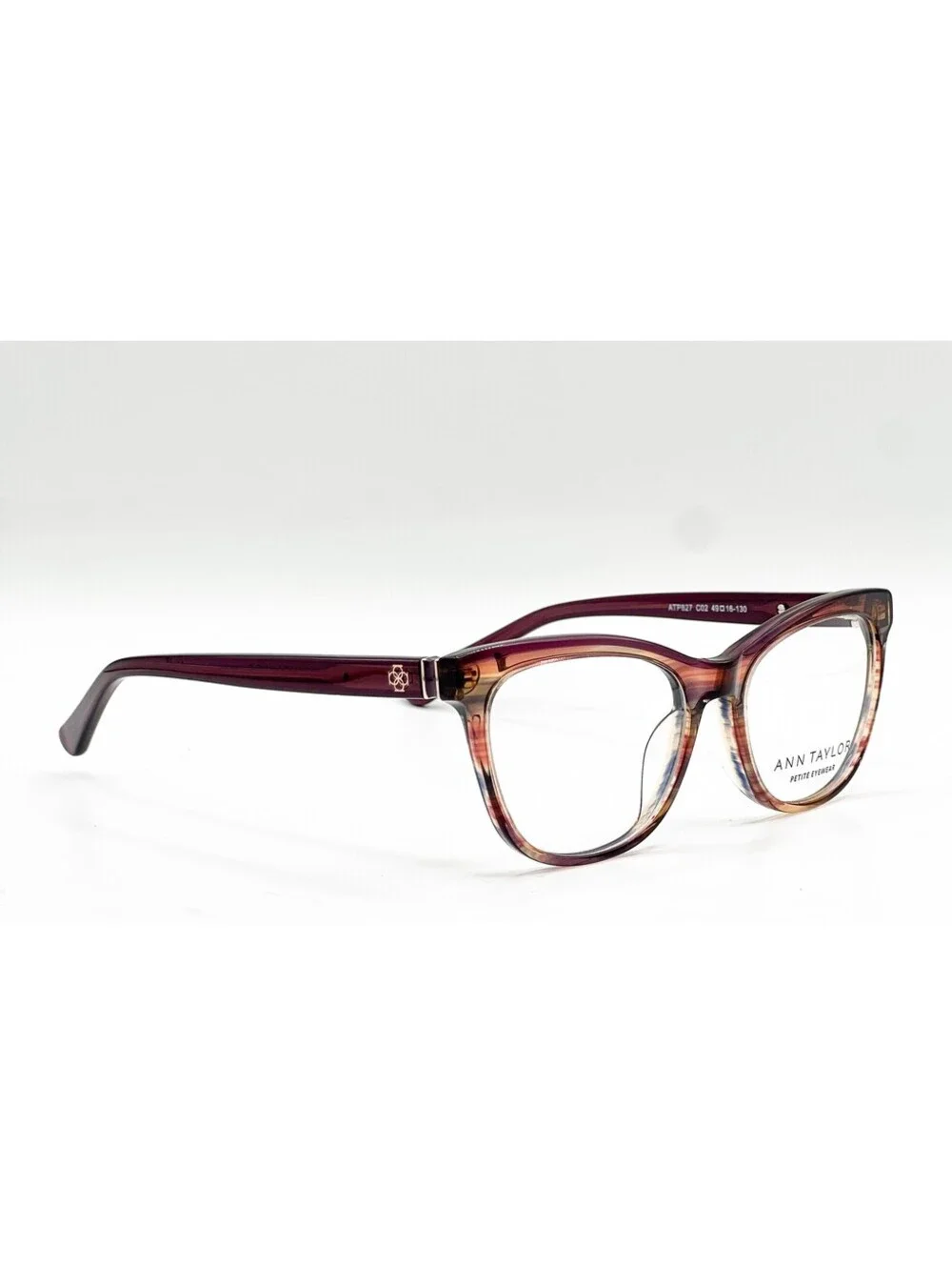Ann Taylor Atp827 C02 Shiny Dusk Orange Purple Horn Eyeglasses 49-16-130