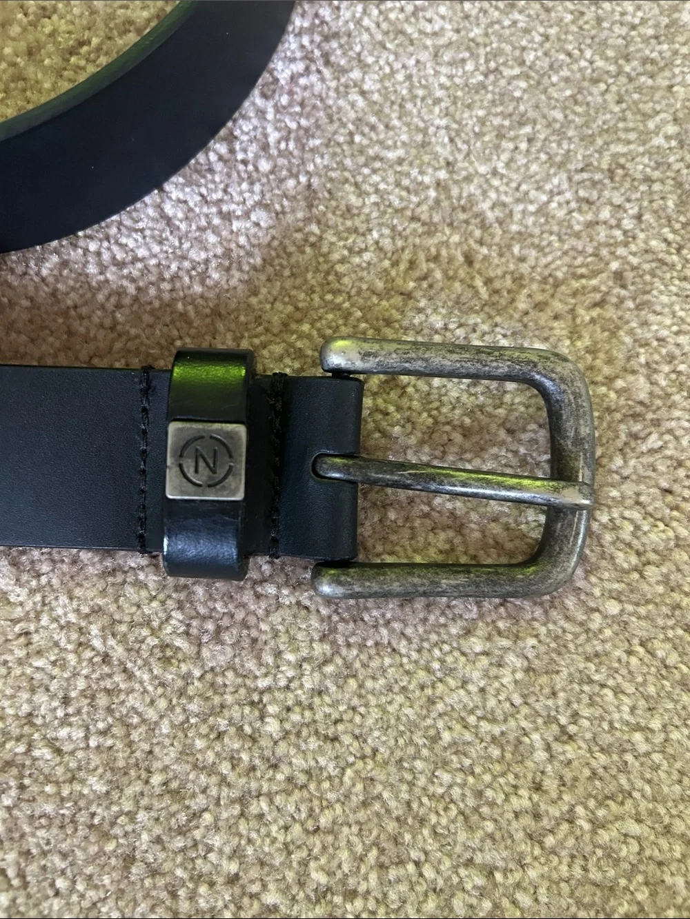 ❤️ 3/$18 Men's Nautica Black Leather Belt with Brushed Metal Buckle