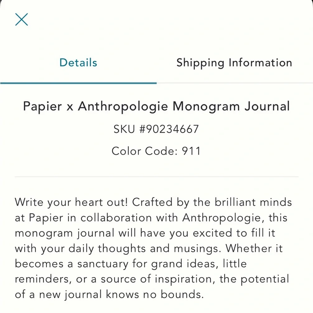 Anthropologie nwt papier