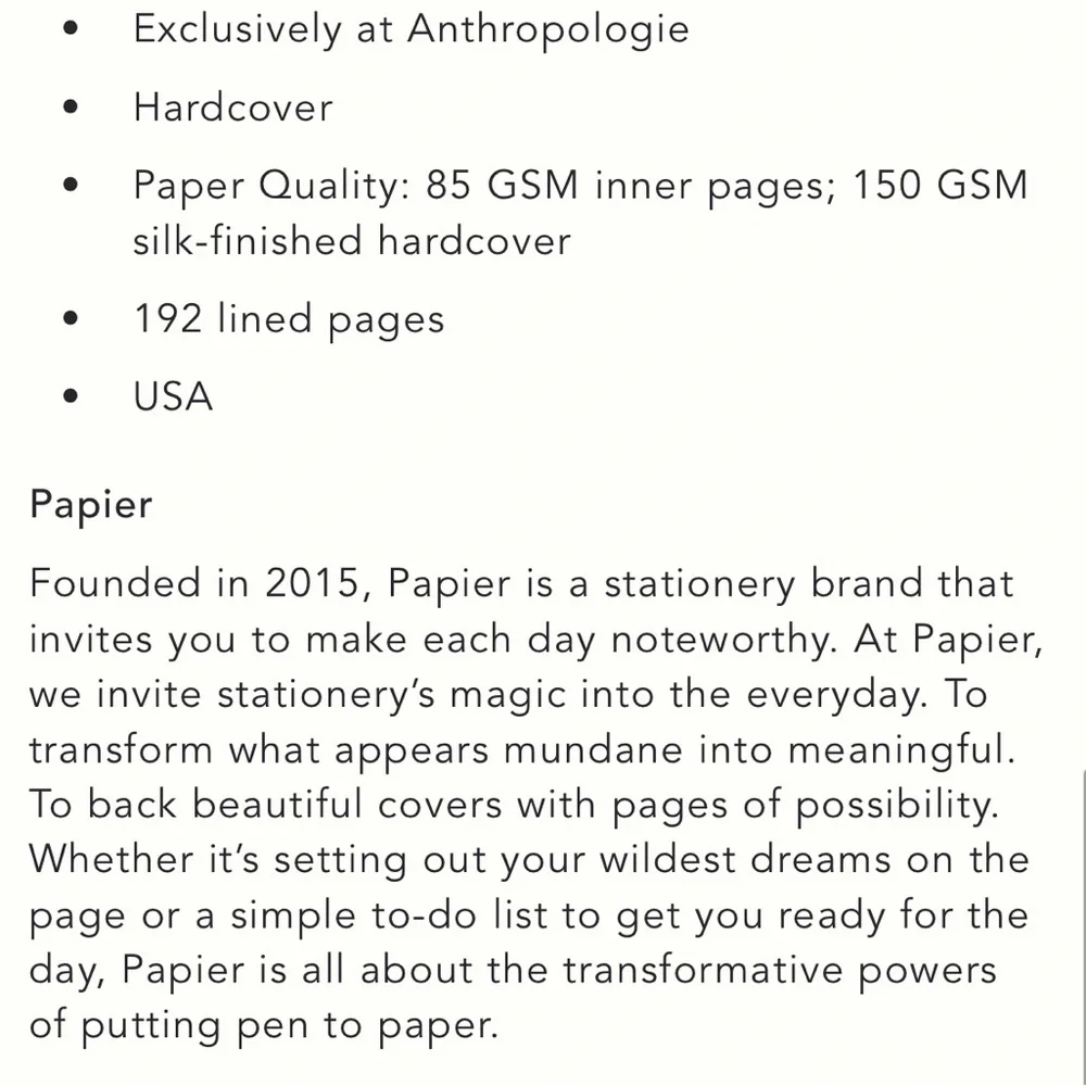Anthropologie nwt papier