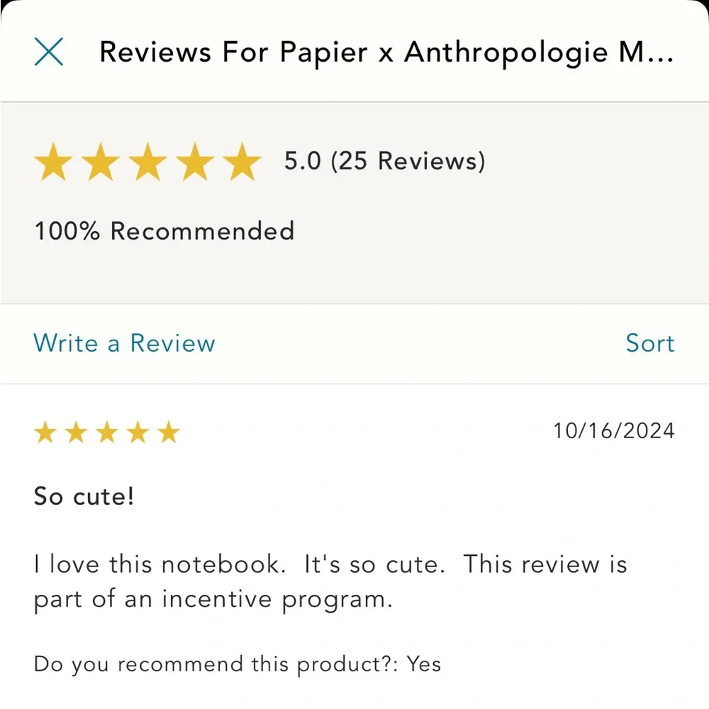 Anthropologie nwt papier