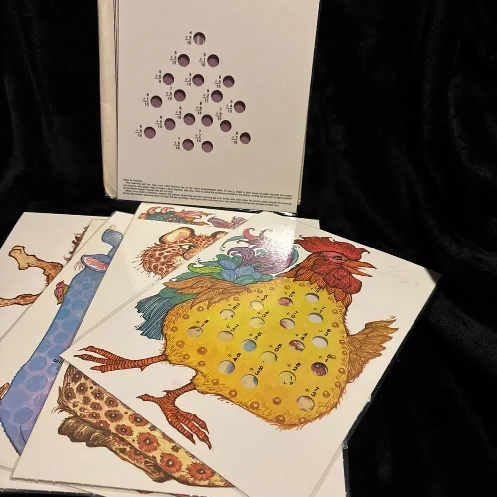 Vintage 1982 Current Arithmetic Animals Math Cards Addition Subtraction 8 Cards