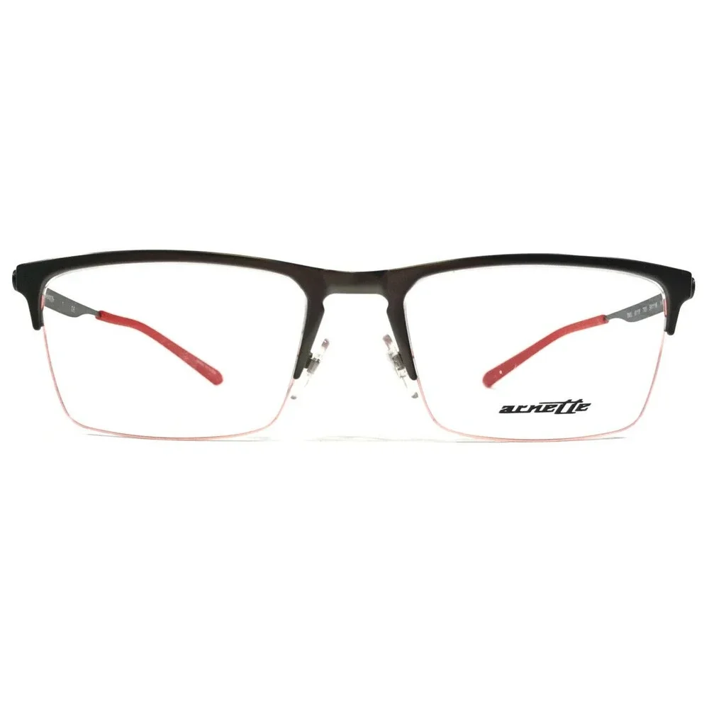 Arnette Eyeglasses Frames TAIL 6118 700 Gray Red Square Half Rim 54-18-140