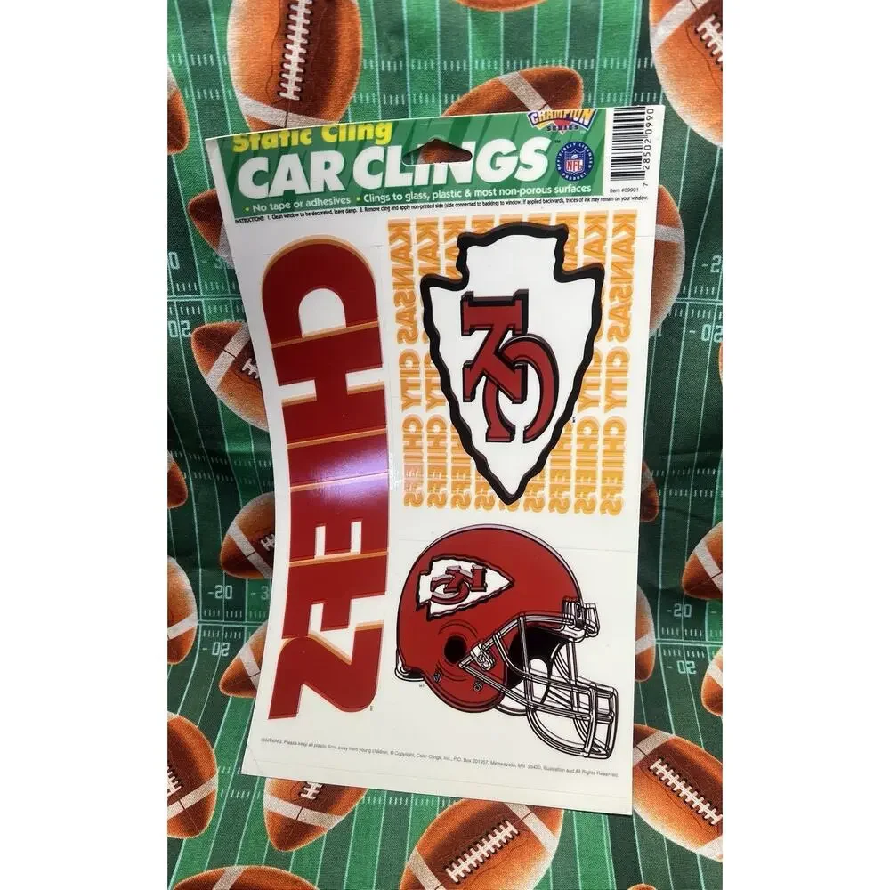 VTG NFL Kansas Chiefs Static Reusable Car Clings -‎ Clear Window Decals