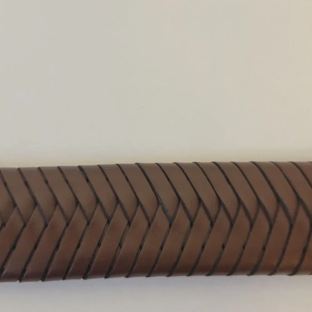 Classic Unisex Belt Genuine Leather Double Braided Brown Color