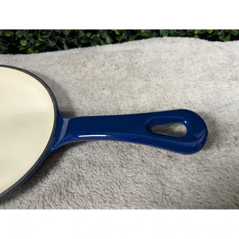 Rachael Ray Blue‎ Enameled Cast Iron Oval Griddle Pan Skillet Helper Handle