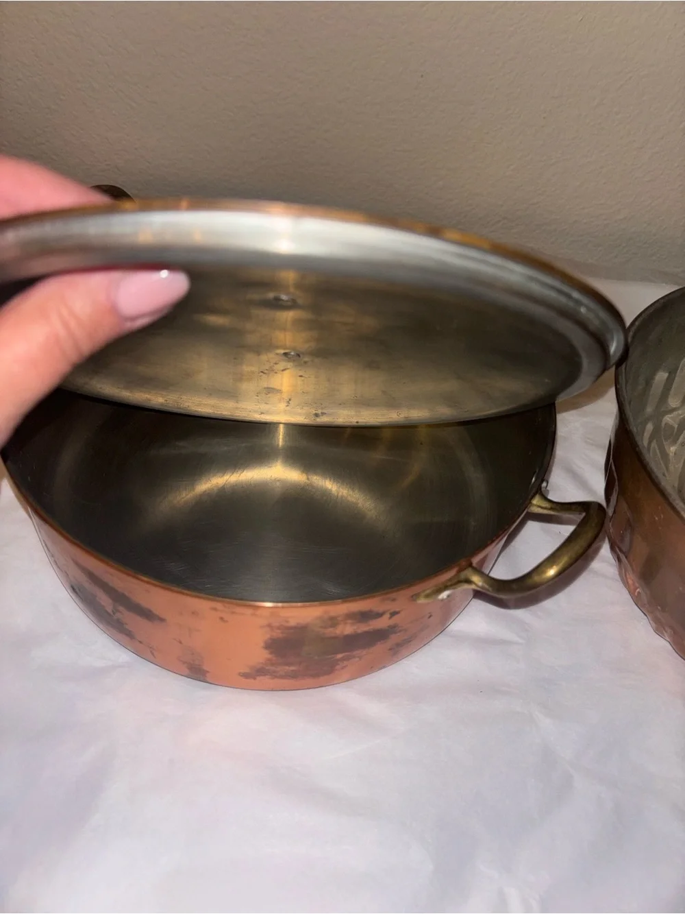 Copper Dutch Oven Pot Tagus Portugal with Lid and unbranded Bundt Cake Pan Mold