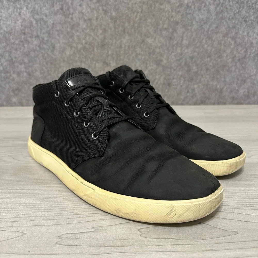 Timberland Davis Square Chukka Mens Size 12 Black Leather Canvas Boots