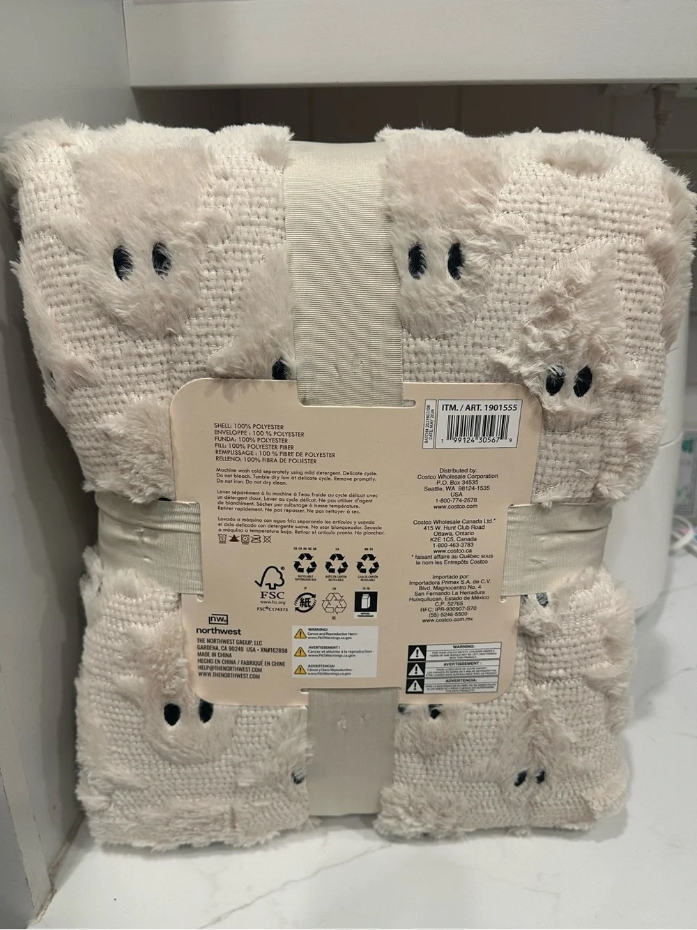 Viral TikTok White Embroidered Faux Fur Ghost Halloween Throw Blanket 60