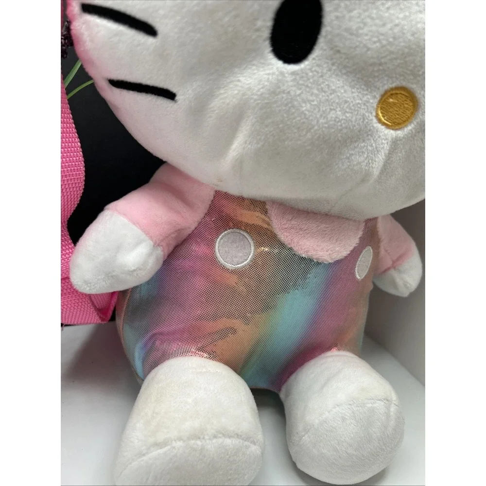 Hello Kitty‎ Rainbow iridescent pink Plush Backpack adjustable straps 10x8x14
