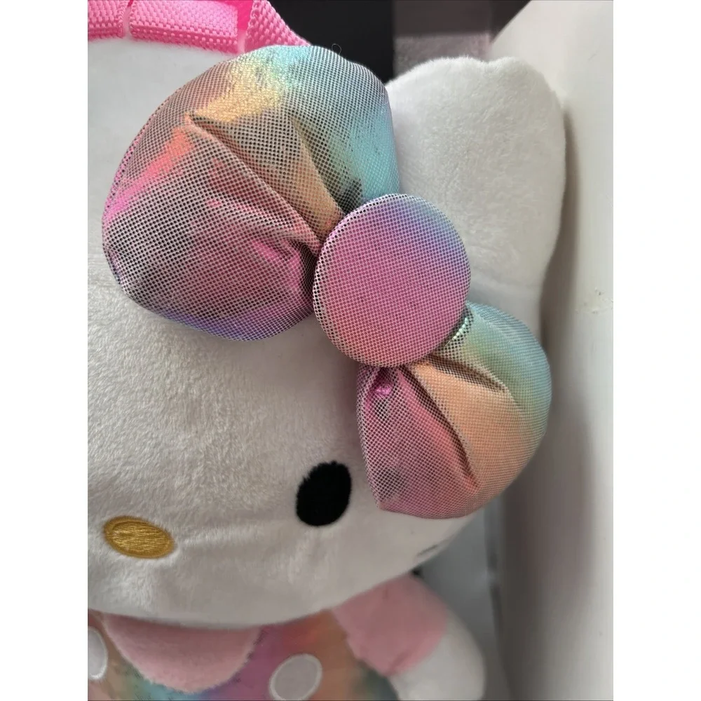 Hello Kitty‎ Rainbow iridescent pink Plush Backpack adjustable straps 10x8x14