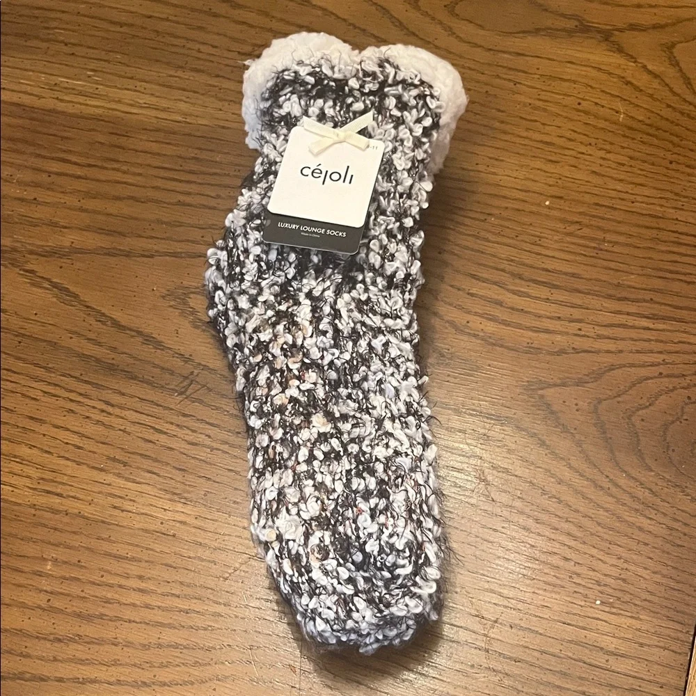 Cé Joli‎ Cozy Knit Sherpa Lined Lounge Socks, NWT
