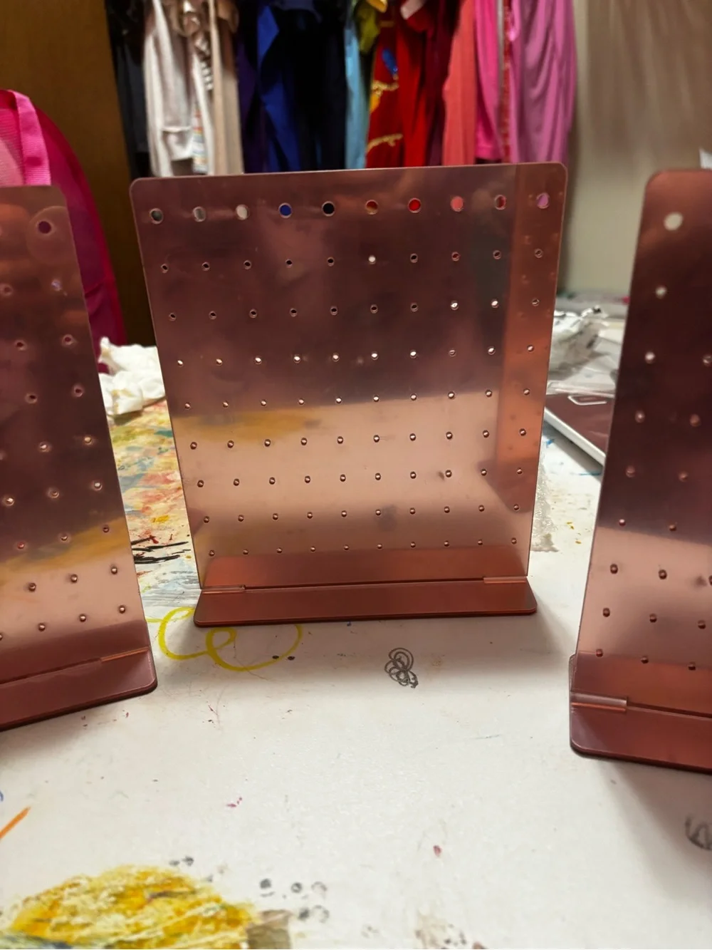 Metallic Rose Gold earring stand set of 3