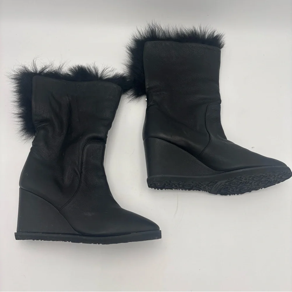 Taryn‎ Rose Black Winter Wedge Boots