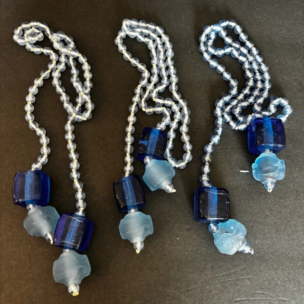 Blue Glass Curtain Tie Backs - Set of Five