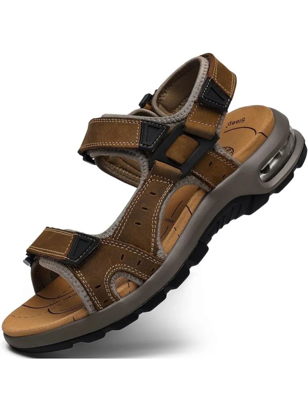 Men's Light Brown Arch Support Outdoor Non Slip Athletic Hiking Sandal Shoes