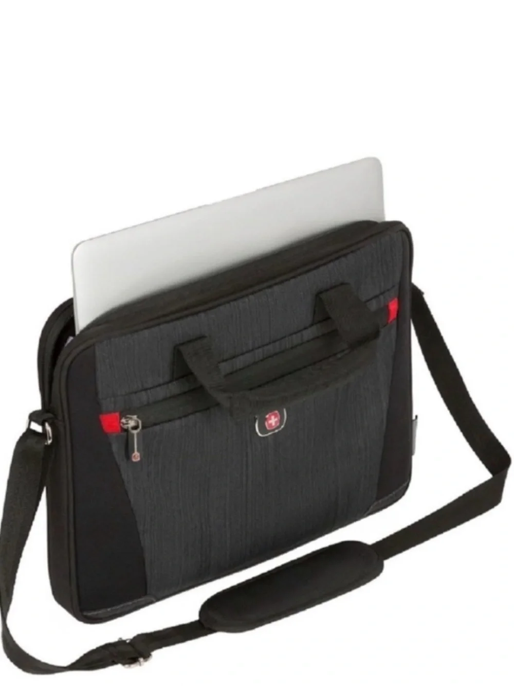 SwissGear Black and Red Laptop Briefcase with Shoulder Strap