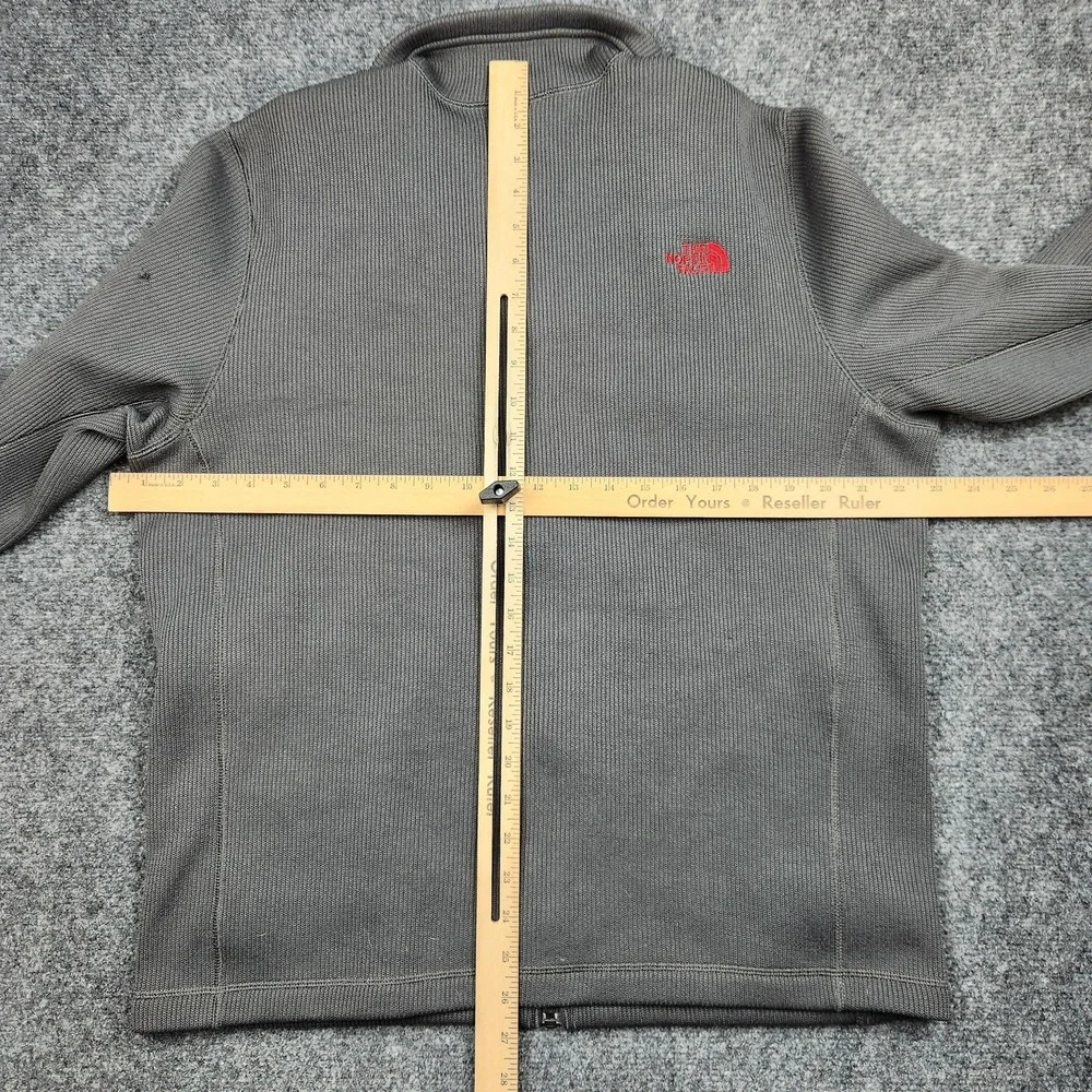 The North Face Jacket Mens Large Gray Fleece Full Zip‎ Thermal Pockets Outdoor