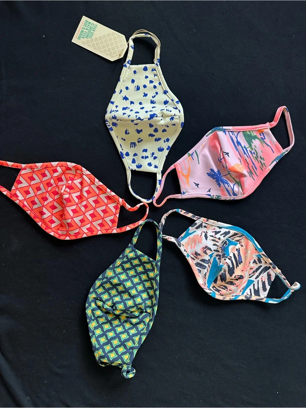 Maaji Floral Print masks navy with Pink Accents reversible 5 face cover women’s