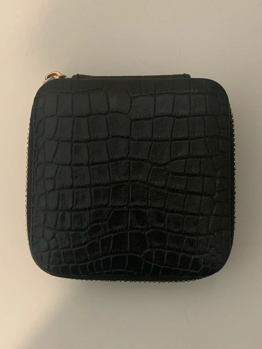 Mejuri Black Croc-Embossed Jewelry Case
