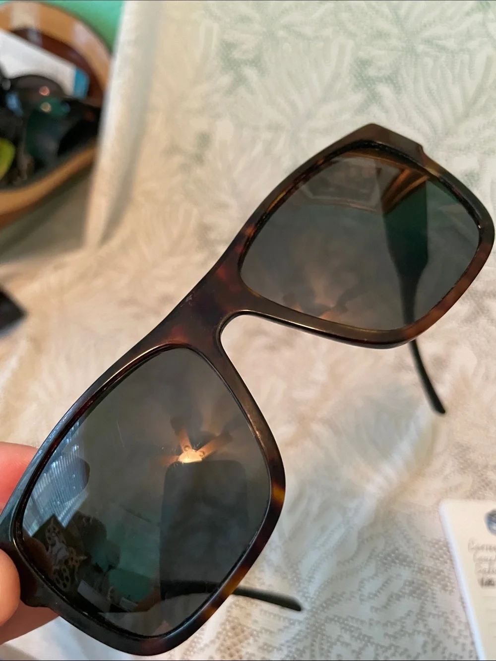 Versace Tortoiseshell Sunglasses with Black Lenses and Gold Logo Plaque