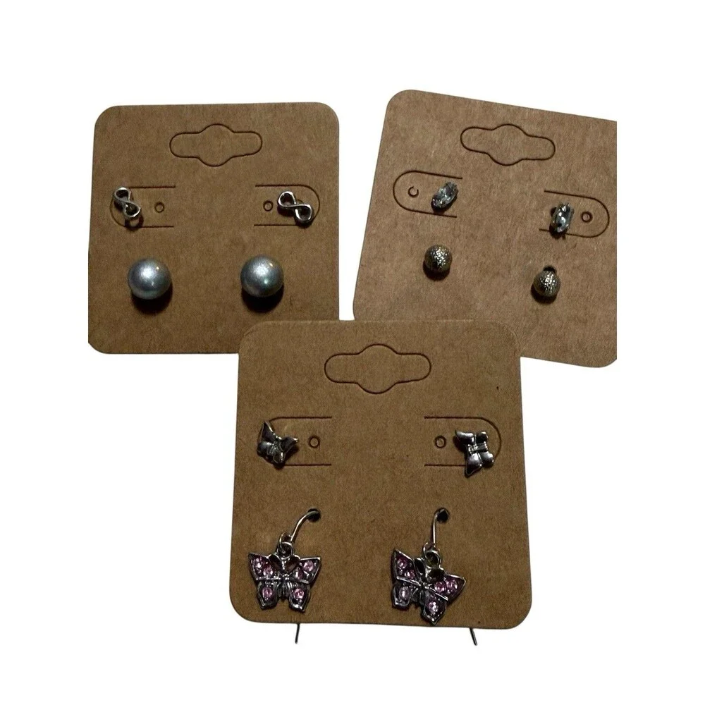 Children’s Hypoallergenic Earrings 6 Pair Set Butterfly Pearl Infinity Studs