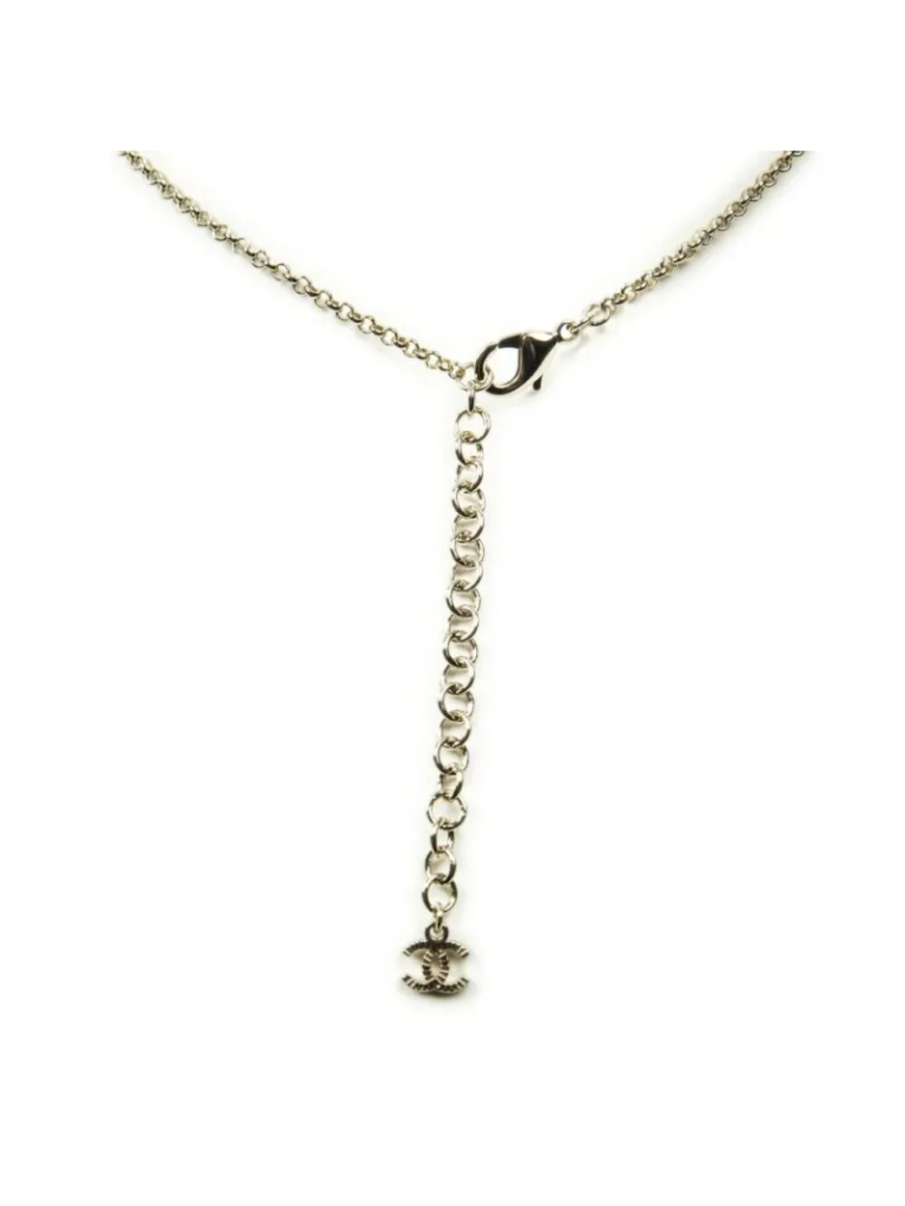 Chanel CC Heart Rhinestone Pendant Gold Plated