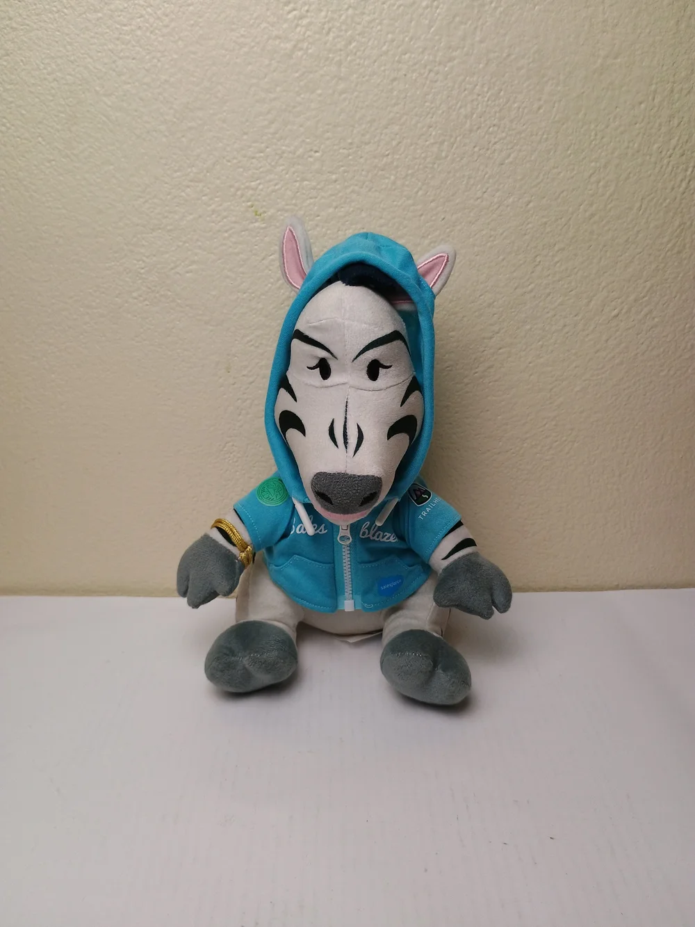 Blue Zig The Zebra Plush Hoodie Stuffed Animal - Kids Toy