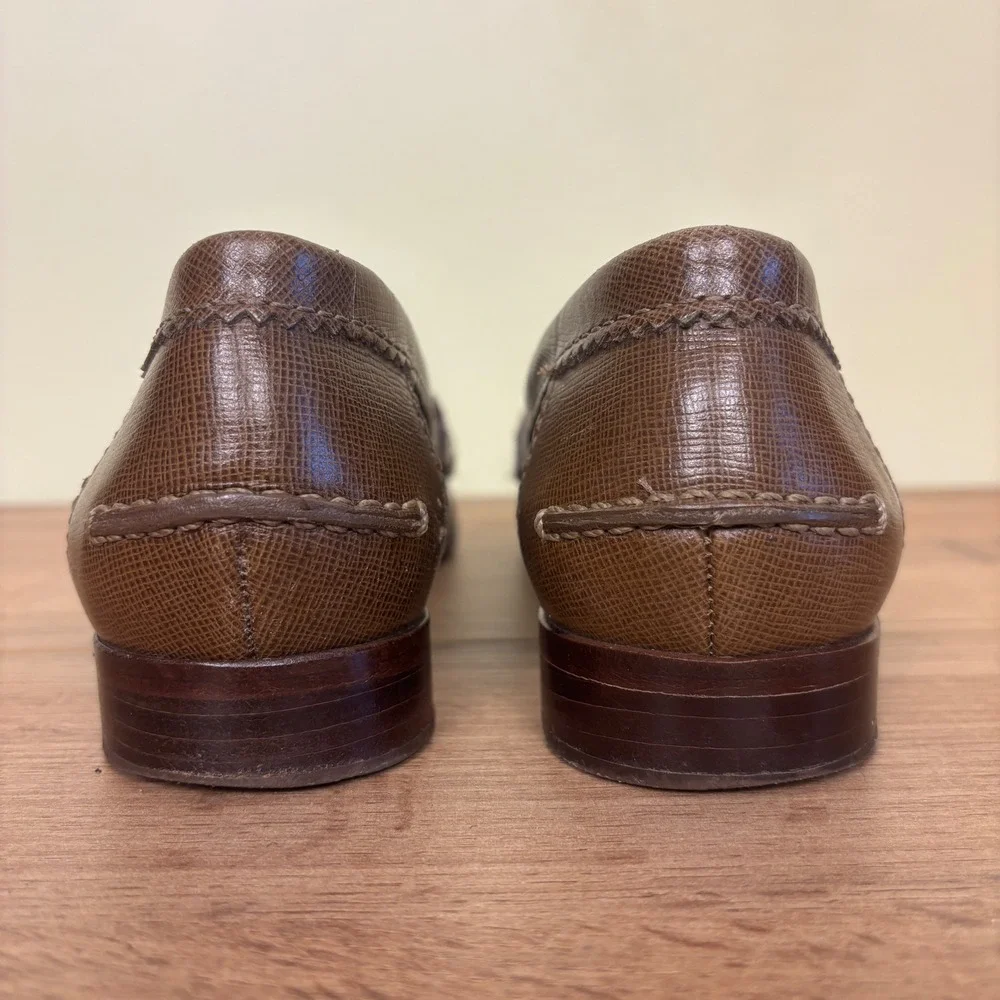 Tory Burch Brown Leather Loafers with Gold Logo Accent