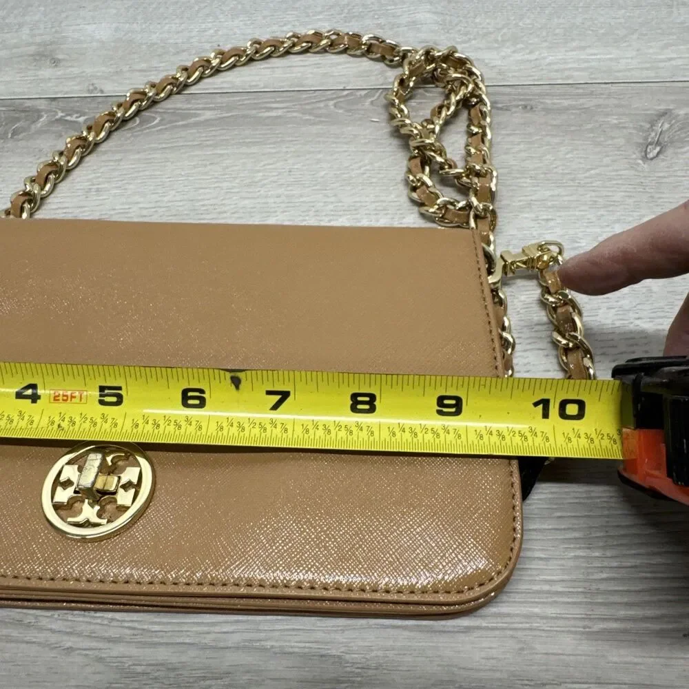 Tory Burch Britten Moose Brown Gold Hardware Small Shoulder Bag