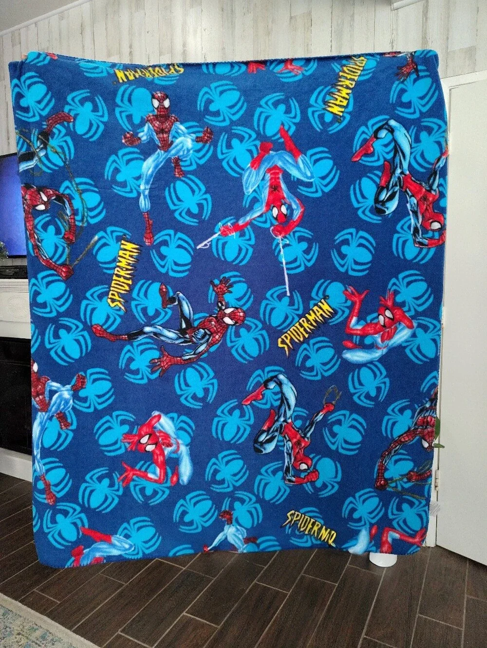 Marvel Spider-Man Blue & Red Fleece Throw Blanket/ Backpack 2004 Y2K RARE HTF