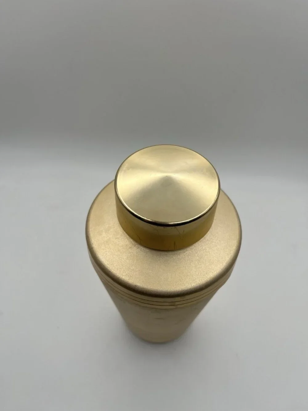 Vintage Mid Century Modern Gold Cocktail Shaker Mirro Aluminum Barware Atomic