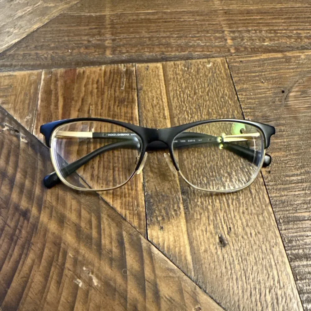 Dolce & Gabbana DG1246 1220 Black Gold Metal Eyeglass Frames 53-15-140 Italy