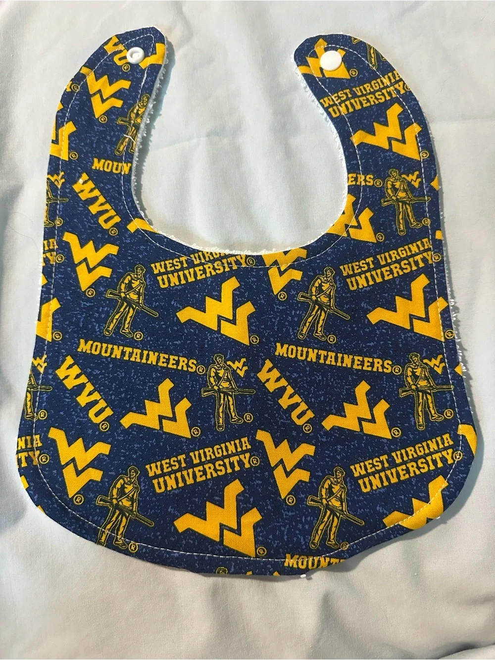 Handmade WVU bib
